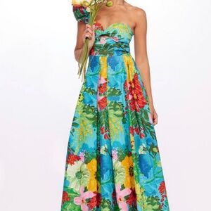 Eva Franco Vibrant One Shoulder Floral Dress